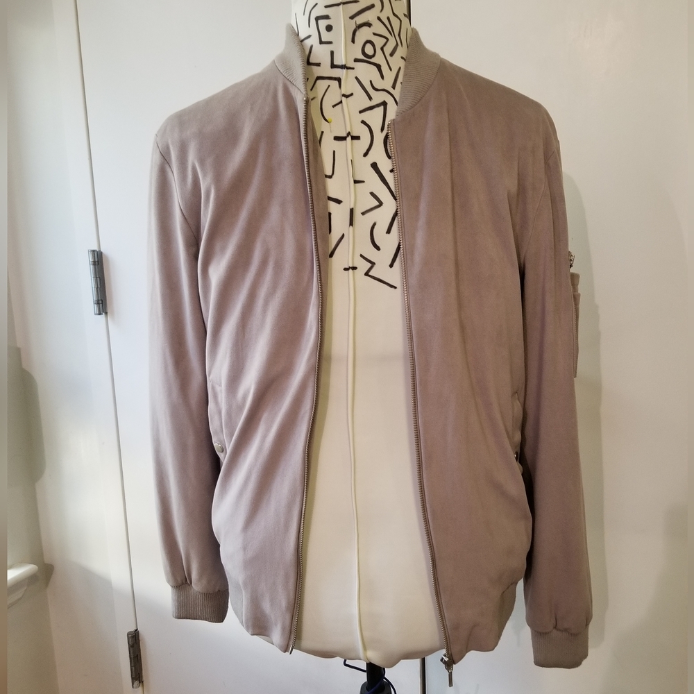 TopMan Mens Dull/Muted Pink faux Suede Bomber  Jacket - Picture 2 of 11